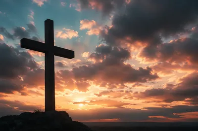 Easter Cross at Sunrise Dramatic Sky