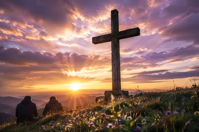Easter Cross at Dramatic Sunrise