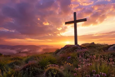 Easter Cross at Dramatic Sunrise