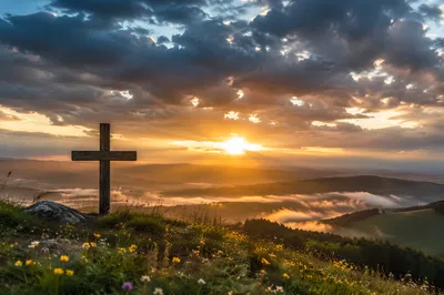 Easter Cross at Dramatic Sunrise