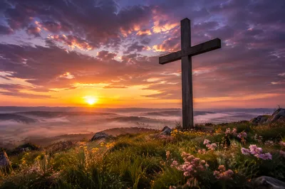 Easter Cross at Dramatic Sunrise