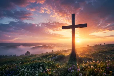 Easter Cross at Dramatic Sunrise
