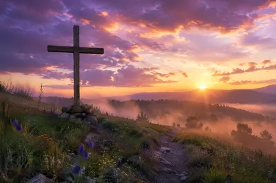 Easter Cross at Dramatic Sunrise