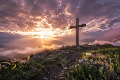 Easter Cross at Dramatic Sunrise