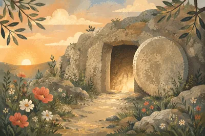 Easter Empty Tomb at Sunrise Light