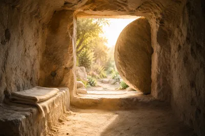 Easter Empty Tomb at Dawn Light