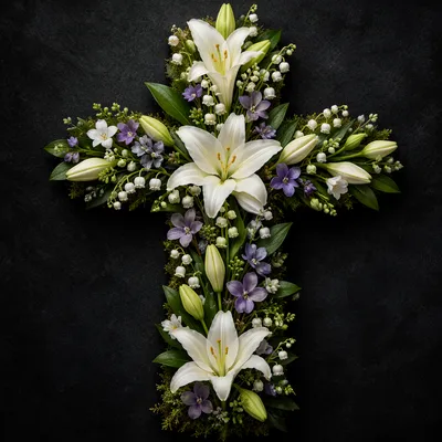 Easter Lily Cross on Charcoal Background
