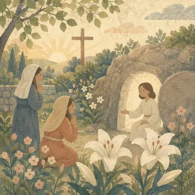 Easter Garden Cross with White Lilies