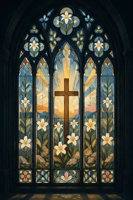 Easter Garden Stained Glass Cross