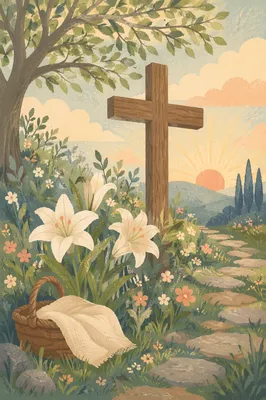 Easter Garden Cross With White Lilies