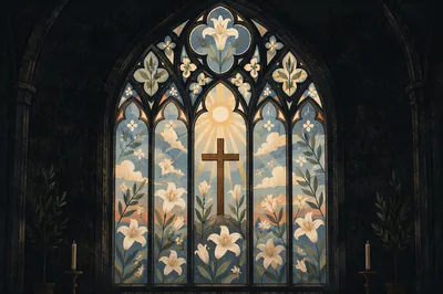 Easter Garden Cross in Stained Glass