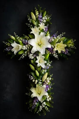 Easter Lily Cross on Charcoal Background