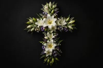 Reverent Easter Lily Floral Cross