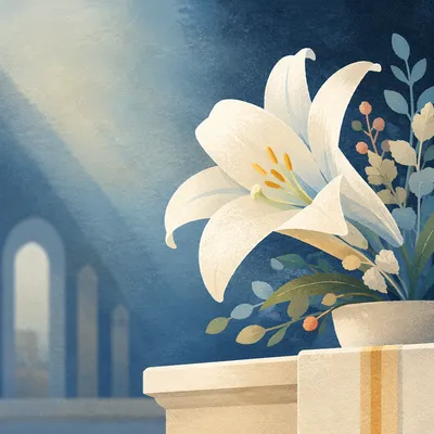 White Easter Lily on Church Altar