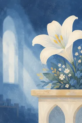 White Easter Lily on Church Altar
