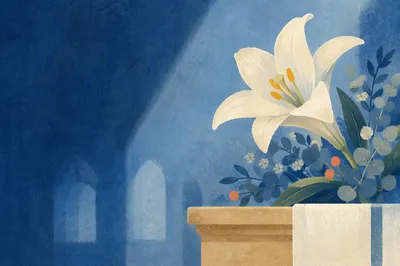 White Easter Lily on Church Altar