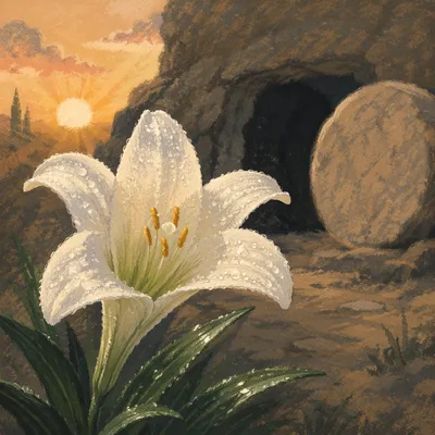 Easter Lily at Empty Tomb Sunrise