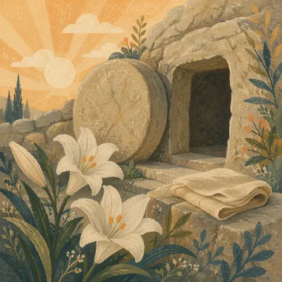Easter Lilies by the Empty Garden Tomb