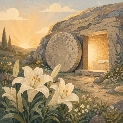 Easter Lilies by the Empty Garden Tomb
