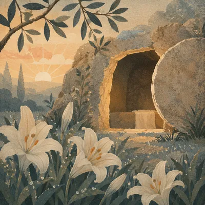 Easter Lilies at the Empty Garden Tomb