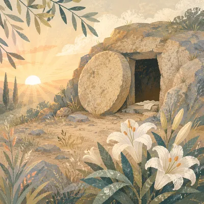 Easter Lilies by the Empty Tomb