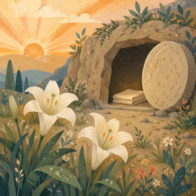 Easter Lilies by the Empty Garden Tomb