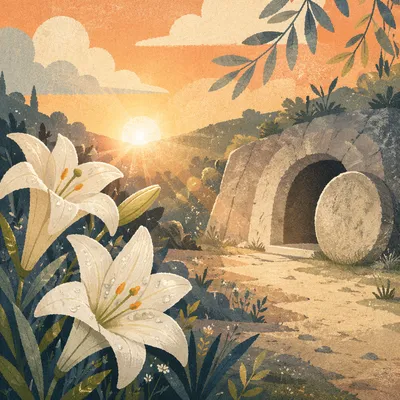 Easter Lilies by the Empty Garden Tomb