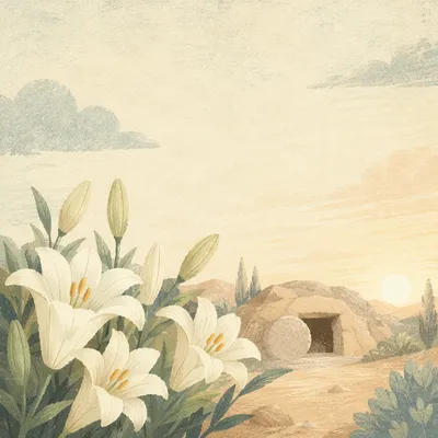 Easter Lilies by the Empty Tomb