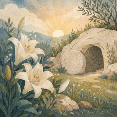 Easter Lilies by the Empty Garden Tomb