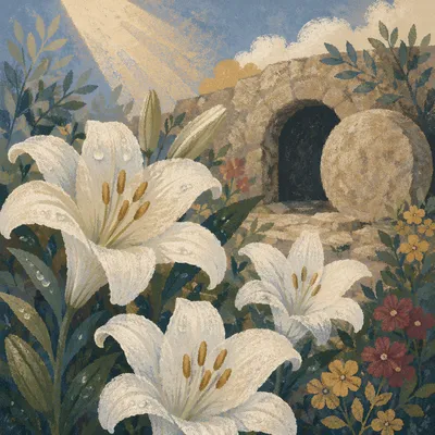 Easter Lilies Before the Empty Tomb