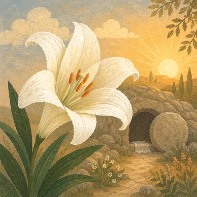 Easter Lily by Empty Tomb Sunrise