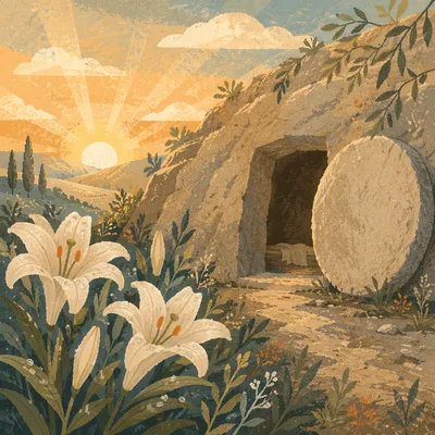 Easter Lilies by the Empty Garden Tomb