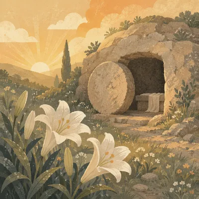 Easter Lilies by the Empty Tomb