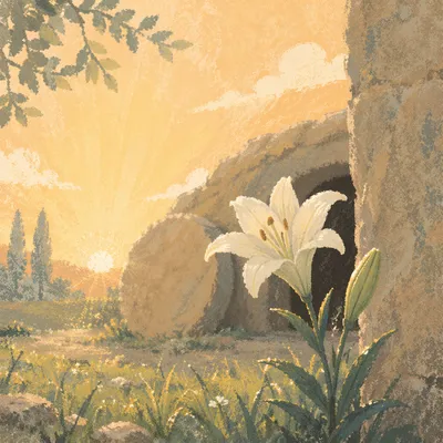 Easter Lily by the Empty Tomb
