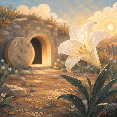 Easter Lily by the Empty Tomb