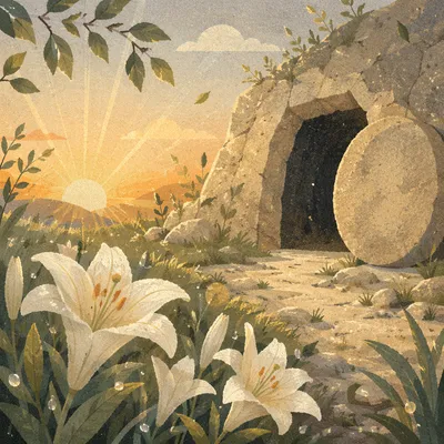 Easter Lilies at the Empty Garden Tomb