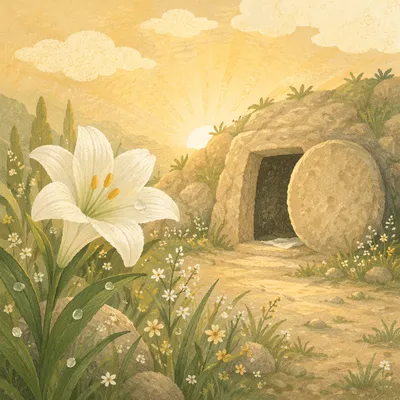 Easter Lily by the Empty Tomb