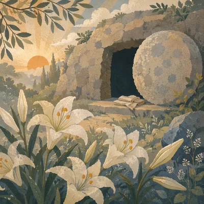 Easter Lilies at the Empty Garden Tomb