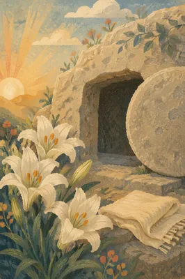 Easter Morning Lilies at Empty Tomb