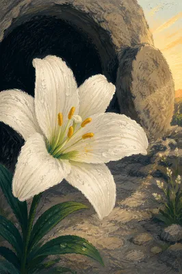 Dewy Easter Lily by Empty Tomb