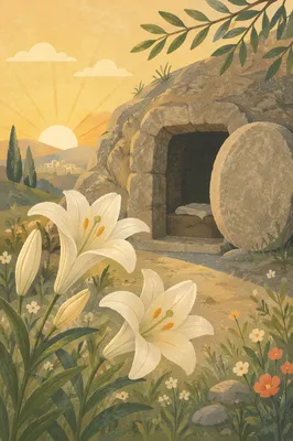Easter Lilies at the Empty Garden Tomb