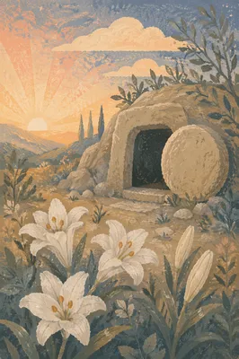 Easter Lilies by the Empty Garden Tomb