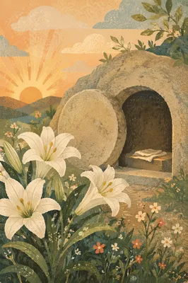 Easter Lilies by the Empty Tomb