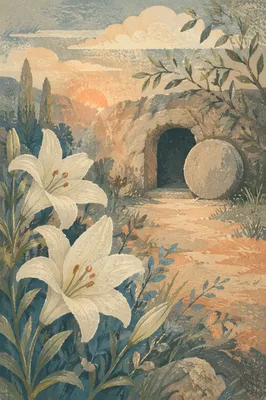 Easter Lilies by the Empty Garden Tomb