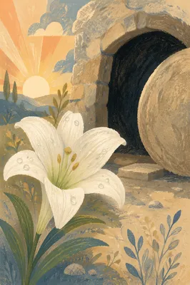 Easter Lily by the Empty Tomb