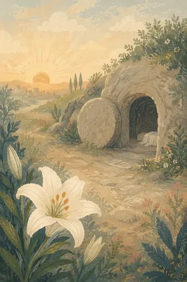 Easter Lily by the Empty Tomb