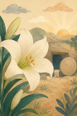 Easter Lily by Empty Tomb Sunrise