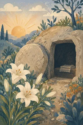 Easter Lilies by the Empty Garden Tomb