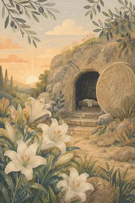 Easter Lilies by the Empty Garden Tomb