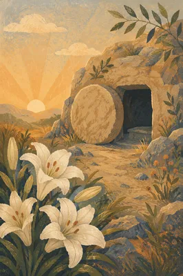 Easter Lilies by the Empty Garden Tomb